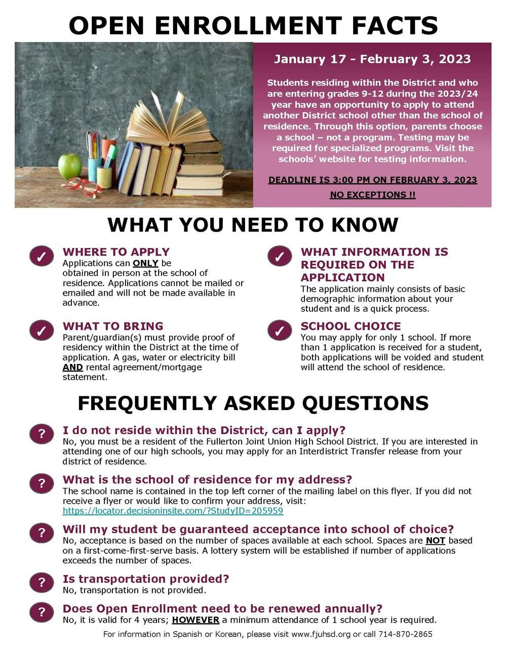 Enrollment for the new English academic year at The English
