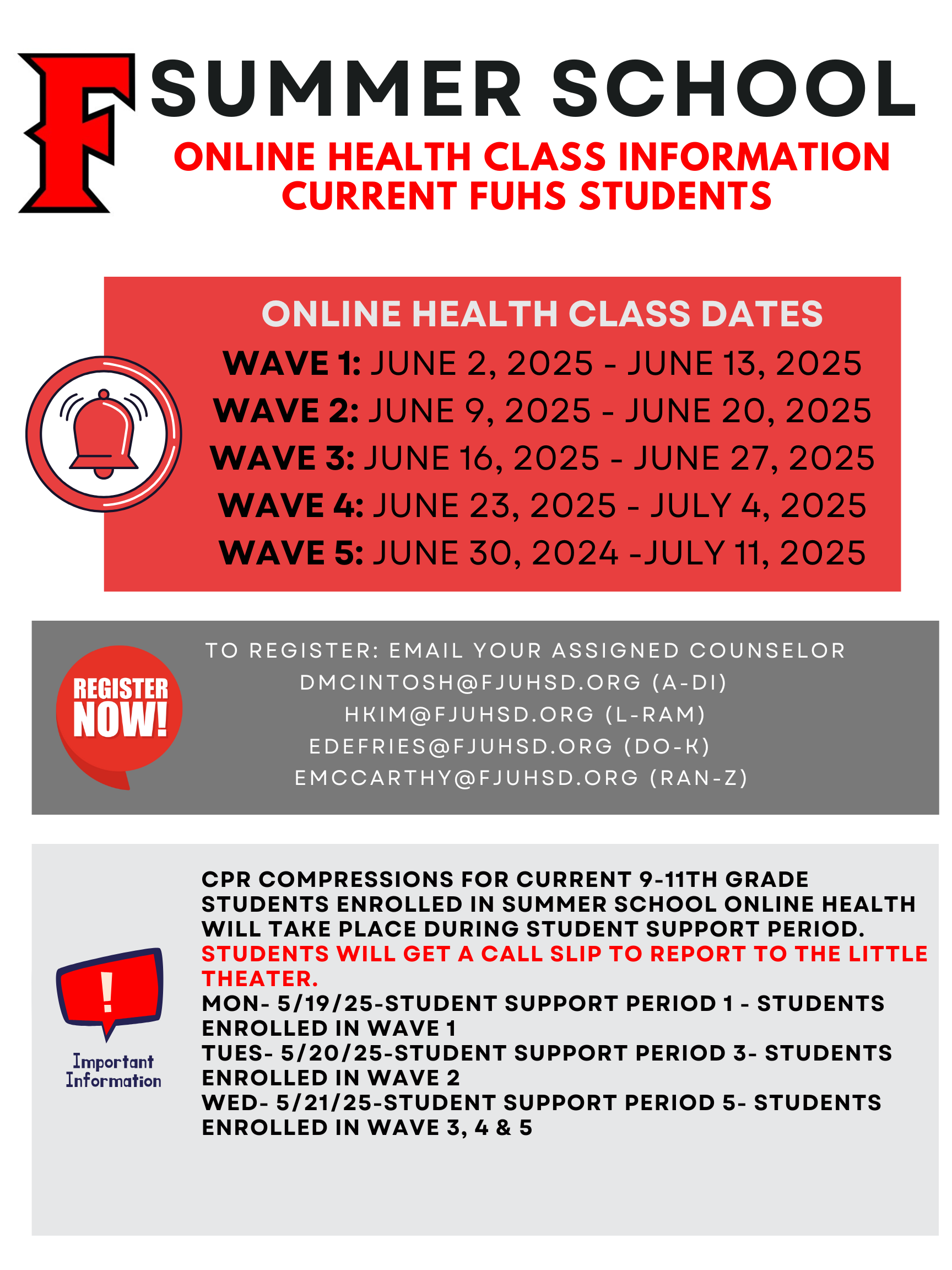 Summer School Health Class Information