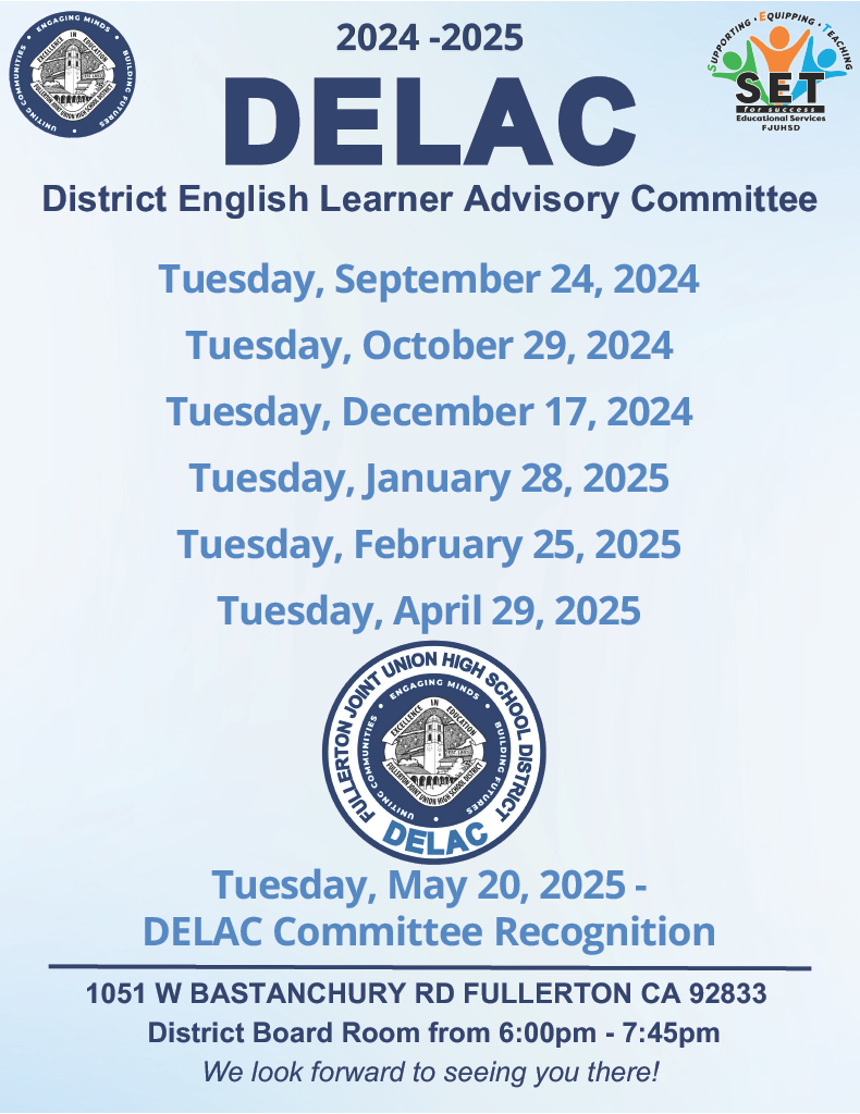 DELAC Meeting Dates (in English)