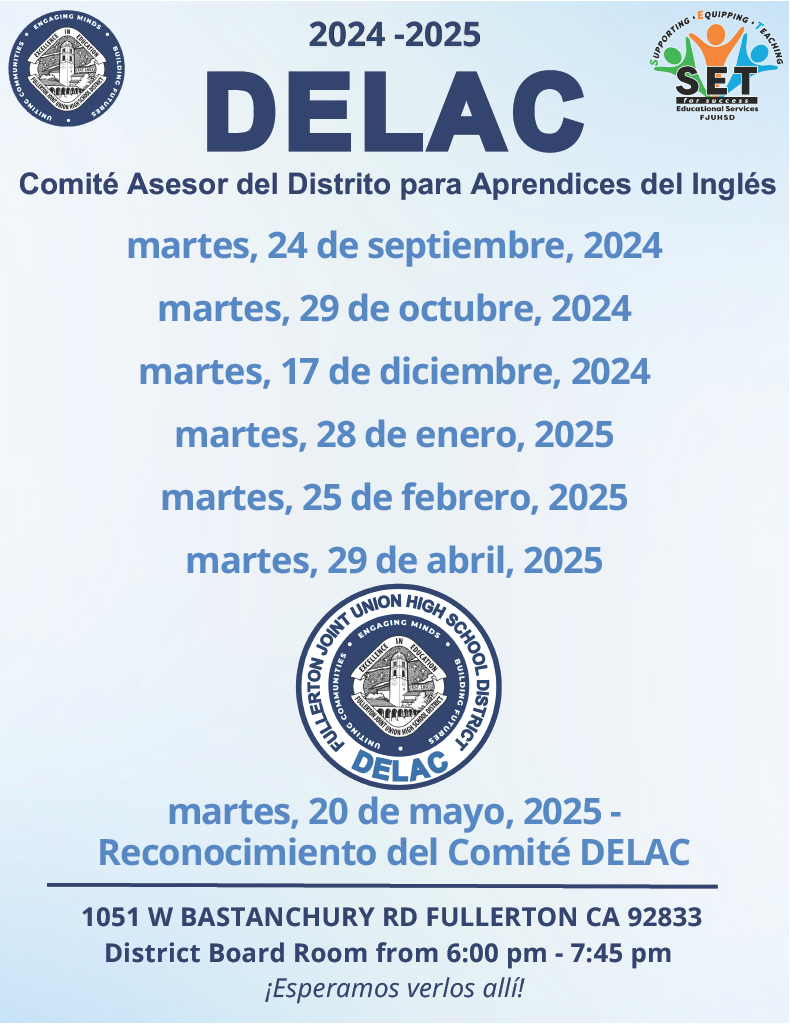 DELAC Meeting Dates (in Spanish)